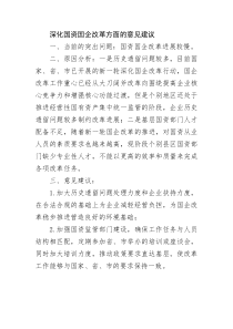深化國資國企改革方面的意見建議