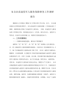 X自治縣退役軍人服務(wù)保障事務(wù)工作調(diào)研報告