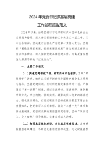 2024年黨委書記抓基層黨建工作述職報告范文
