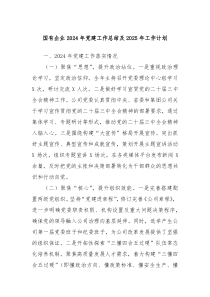 國(guó)有企業(yè)2024年黨建工作總結(jié)及2025年工作計(jì)劃