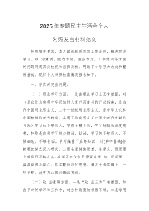 2025年專題民主生活會(huì)個(gè)人對(duì)照發(fā)言材料范文