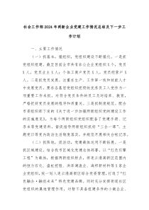 社會(huì)工作部2024年兩新企業(yè)黨建工作情況總結(jié)及下一步工作計(jì)劃