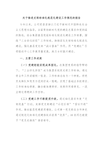 關(guān)于推進(jìn)支部標(biāo)準(zhǔn)化規(guī)范化建設(shè)工作情況的報(bào)告