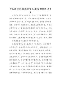 學(xué)習(xí)總書記在中央經(jīng)濟(jì)工作會(huì)議上重要講話精神的心得體會(huì)