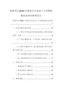 2024年度黨委書記民主生活會對照檢查發(fā)言材料
