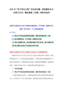 2025年“四個(gè)帶頭方面”存在的問題、原因解析及今后努力方向、整改措施（多篇）供參考選用