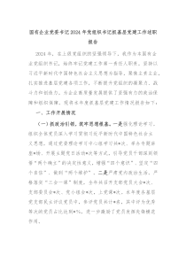 國有企業(yè)黨委書記2024年黨組織書記抓基層黨建工作述職報告