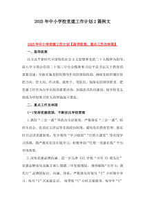 2025年中小學校黨建工作計劃2篇例文