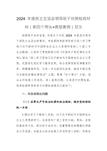 2024 年度民主生活會(huì)領(lǐng)導(dǎo)班子對照檢視材料（新四個(gè)帶頭+典型案例）范文