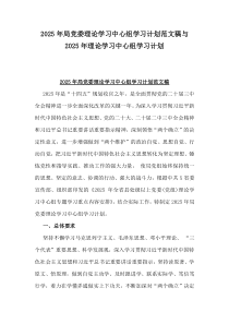 2025年局黨委理論學(xué)習(xí)中心組學(xué)習(xí)計(jì)劃范文稿與2025年理論學(xué)習(xí)中心組學(xué)習(xí)計(jì)劃