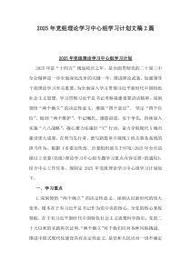 2025年黨組理論學(xué)習(xí)中心組學(xué)習(xí)計(jì)劃文稿2篇