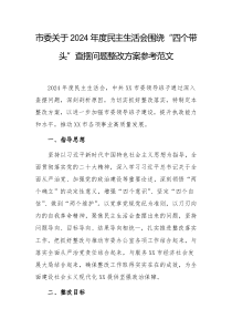 2024年度民主生活會圍繞“四個(gè)帶頭”查擺問題整改方案參考范文