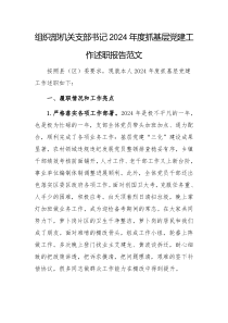 組織部機關(guān)支部書記2024年度抓基層黨建工作述職報告范文