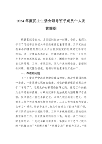 2024年度民主生活會(huì)領(lǐng)導(dǎo)班子成員個(gè)人發(fā)言提綱