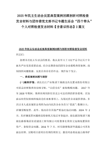2025年民主生活會反面典型案例回顧剖析對照檢查發(fā)言材料與團市委黨支部書記專題生活會“四個帶頭”個人對照檢查發(fā)言材料【含意識形態(tài)】2篇文