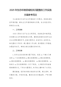 2025年生態(tài)環(huán)境領(lǐng)域相關(guān)問題整改工作實施方案參考范文