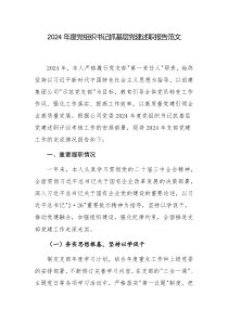 2024年度黨組織書(shū)記抓基層黨建述職報(bào)告范文