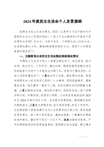 2024年度民主生活會(huì)某領(lǐng)導(dǎo)干部個(gè)人發(fā)言提綱