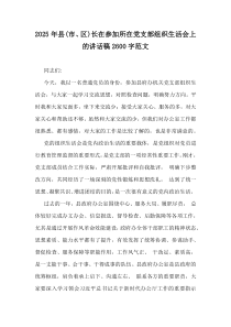 2025年縣(市、區(qū))長在參加所在黨支部組織生活會(huì)上的講話稿2600字范文