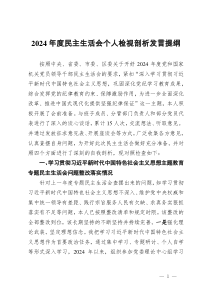 2024年度民主生活會(huì)個(gè)人檢視剖析發(fā)言提綱