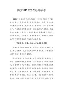 高校2025年工作要點(diǎn)供參考