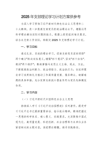 2025年支部理論學(xué)習(xí)計(jì)劃方案供參考