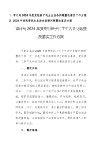 2024年度黨組班子民主生活會問題整改落實工作方案范文2篇