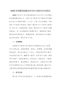 2025年黨委黨組理論學(xué)習(xí)中心組學(xué)習(xí)計劃范文