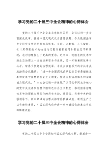二十屆三中全會精神學習心得體會103篇范文