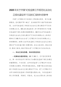 2025年關(guān)于開展“紀(jì)檢監(jiān)察工作規(guī)范化法治化正規(guī)化建設(shè)年”行動的匯報(bào)材料供參考