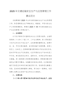 2025年交通運輸安全生產(chǎn)與應(yīng)急管理工作要點范文