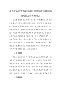 2025年實施老干部黨組織“雙聯(lián)雙帶”黨建示范行動的工作方案范文