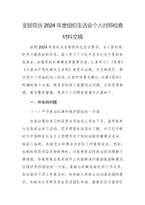 支部黨員2024年度組織生活會(huì)個(gè)人對照檢查材料文稿