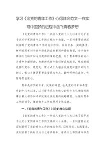 學(xué)習(xí)《論黨的青年工作》心得體會(huì)范文—在實(shí)現(xiàn)中國(guó)夢(mèng)的進(jìn)程中放飛青春夢(mèng)想