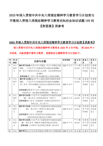 2025年深入貫徹八項規(guī)定精神學習教育學習計劃表與開展深入貫徹八項規(guī)定精神學習教育應知應會知識試題100問【附答案】供參考