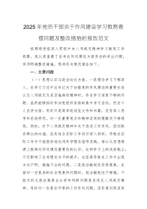2025年黨員干部關(guān)于作風(fēng)建設(shè)學(xué)習(xí)教育查擺問題及整改措施的報告范文