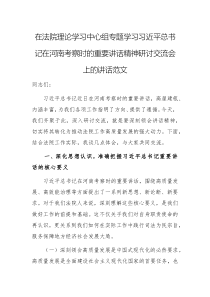 在法院理論學(xué)習(xí)中心組專題學(xué)習(xí)習(xí)近平總書記在河南考察時(shí)的重要講話精神研討交流會(huì)上的講話范文
