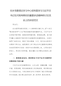 在鄉(xiāng)黨委理論學(xué)習(xí)中心組專題學(xué)習(xí)習(xí)近平總書記在河南考察時(shí)的重要講話精神研討交流會(huì)上的講話范文