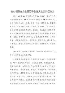 掛點領(lǐng)導在鄉(xiāng)主要領(lǐng)導到任大會的講話范文
