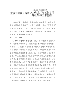 重點(diǎn)工程項(xiàng)目專班2025年上半年工作總結(jié)
