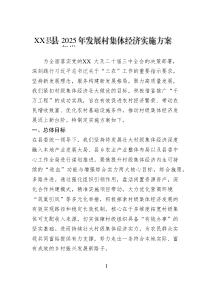 XX縣2025年發(fā)展村集體經(jīng)濟(jì)實(shí)施方案