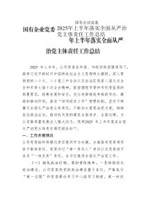 國有企業(yè)黨委2025年上半年落實全面從嚴(yán)治黨主體責(zé)任工作總結(jié)