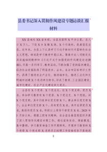 縣委書記深入貫徹作風建設專題訪談匯報材料