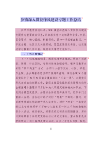 鄉(xiāng)鎮(zhèn)深入貫徹作風(fēng)建設(shè)專題工作總結(jié)