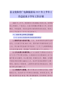 縣文化體育廣電和旅游局2025年上半年工作總結(jié)及下半年工作計(jì)劃